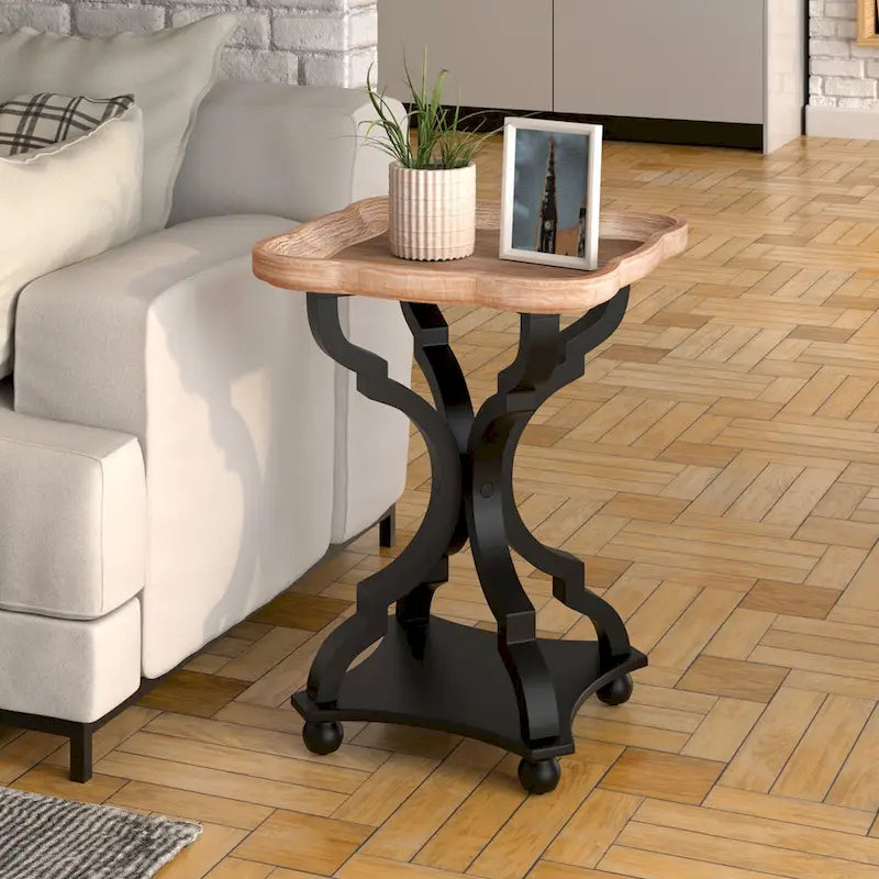 Lot de 2 tables d'appoint rustiques style ferme avec plateau amovible