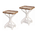 Lot de 2 tables d'appoint rustiques style ferme avec plateau amovible