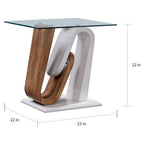 Ensemble de 2 tables basses contemporaines blanches et naturelles de 119 cm avec plateau en verre