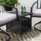 Table de bistro de jardin en acier avec trou pour parasol