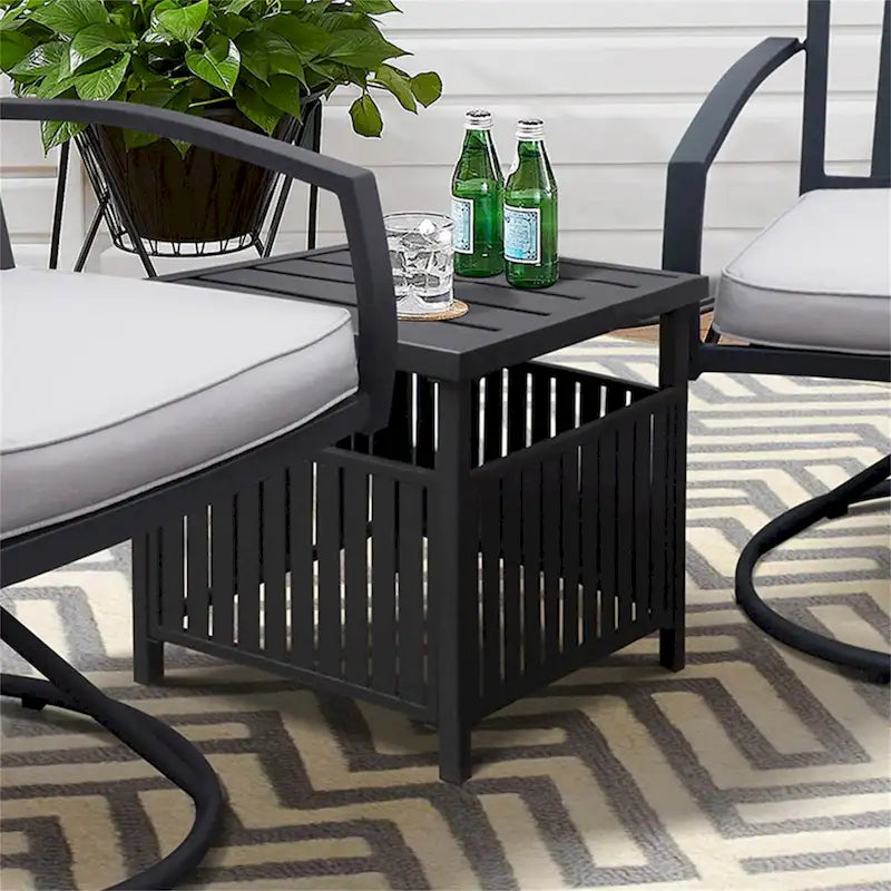 Table de bistro de jardin en acier avec trou pour parasol