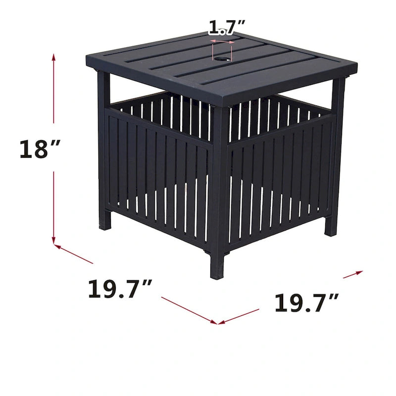Table de bistro de jardin en acier avec trou pour parasol