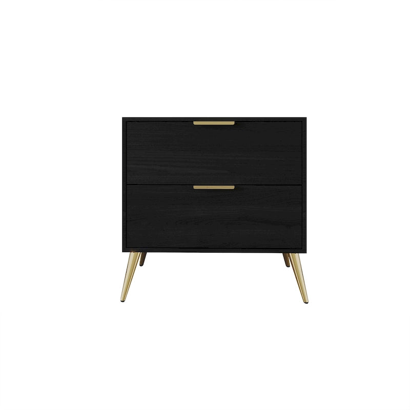 Table de chevet en bois contemporaine à 2 tiroirs