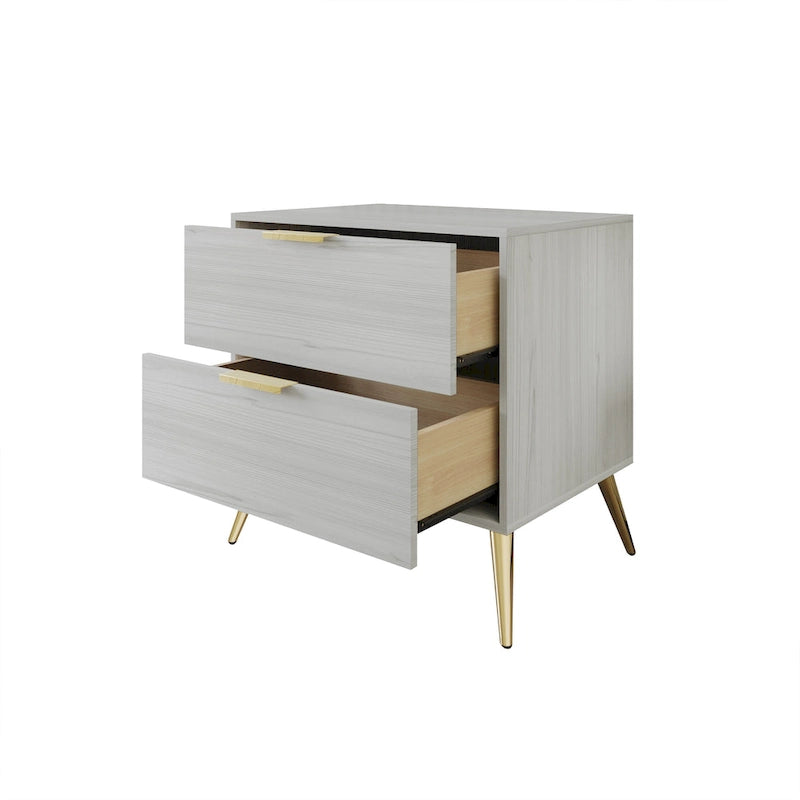Table de chevet en bois contemporaine à 2 tiroirs