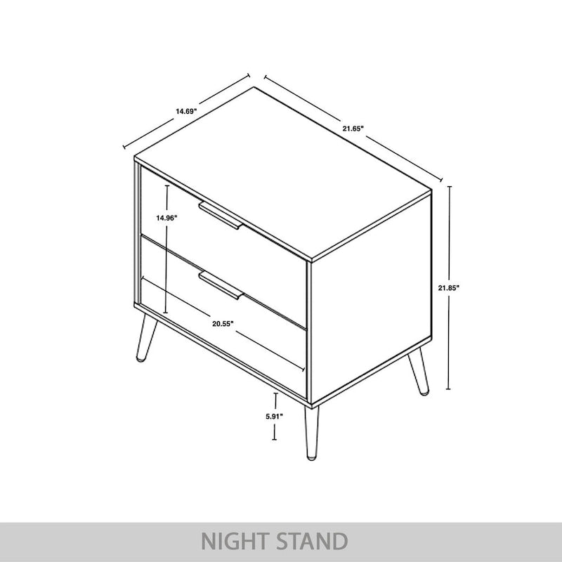 Table de chevet en bois contemporaine à 2 tiroirs