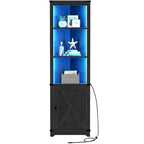 Meuble d'angle LED de rangement avec lumière, meuble d'angle haut de style ferme avec porte coulissante