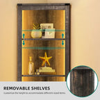Meuble d'angle LED de rangement avec lumière, meuble d'angle haut de style ferme avec porte coulissante