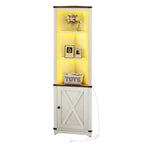 Meuble d'angle LED de rangement avec lumière, meuble d'angle haut de style ferme avec porte coulissante
