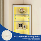 Meuble d'angle LED de rangement avec lumière, meuble d'angle haut de style ferme avec porte coulissante