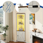 Meuble d'angle LED de rangement avec lumière, meuble d'angle haut de style ferme avec porte coulissante