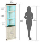 Meuble d'angle LED de rangement avec lumière, meuble d'angle haut de style ferme avec porte coulissante