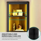 Meuble d'angle LED de rangement avec lumière, meuble d'angle haut de style ferme avec porte coulissante
