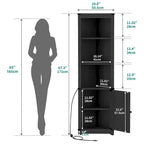 Meuble d'angle LED de rangement avec lumière, meuble d'angle haut de style ferme avec porte coulissante