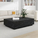 Table basse rectangulaire en faux marbre massif