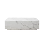 Table basse rectangulaire en faux marbre massif