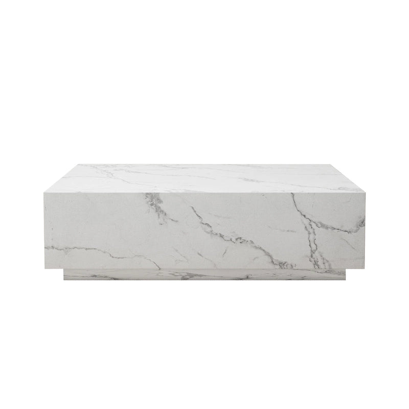 Table basse rectangulaire en faux marbre massif