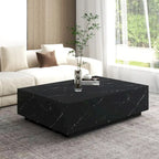 Table basse rectangulaire en faux marbre massif