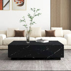 Table basse rectangulaire en faux marbre massif