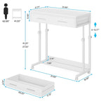 Table d'appoint réglable Bureau portable avec tiroirs et roulettes pour bureau à domicile