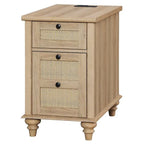 Table d'appoint de ferme avec station de recharge, Table d'appoint de canapé en bois