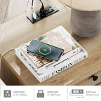 Table d'appoint de ferme avec station de recharge, Table d'appoint de canapé en bois