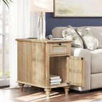 Table d'appoint de ferme avec station de recharge, Table d'appoint de canapé en bois