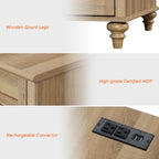 Table d'appoint de ferme avec station de recharge, Table d'appoint de canapé en bois