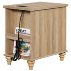 Table d'appoint de ferme avec station de recharge, Table d'appoint de canapé en bois