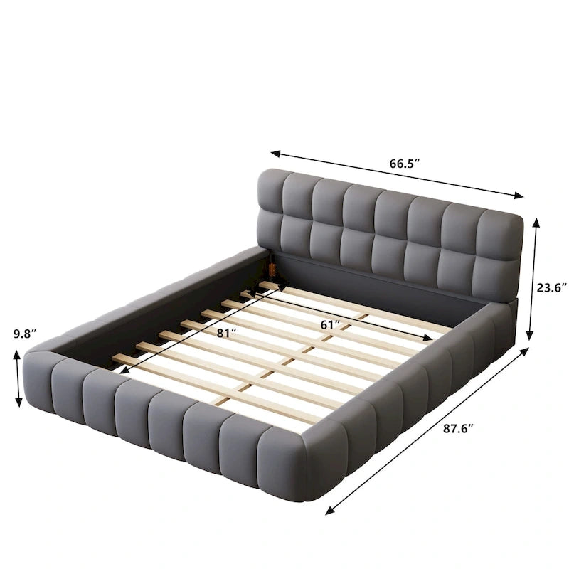 Cadre de lit plateforme Queen Size avec tissu épais