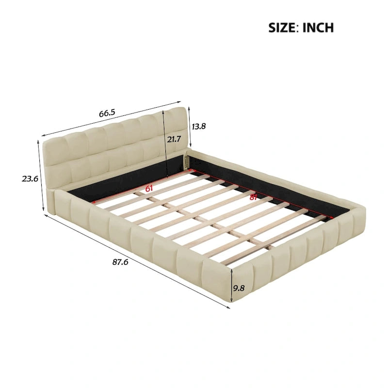 Cadre de lit plateforme Queen Size avec tissu épais
