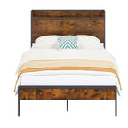 Cadre de lit Queen Size, lit plateforme avec tête de lit de rangement et station de recharge, antidérapant et sans bruit