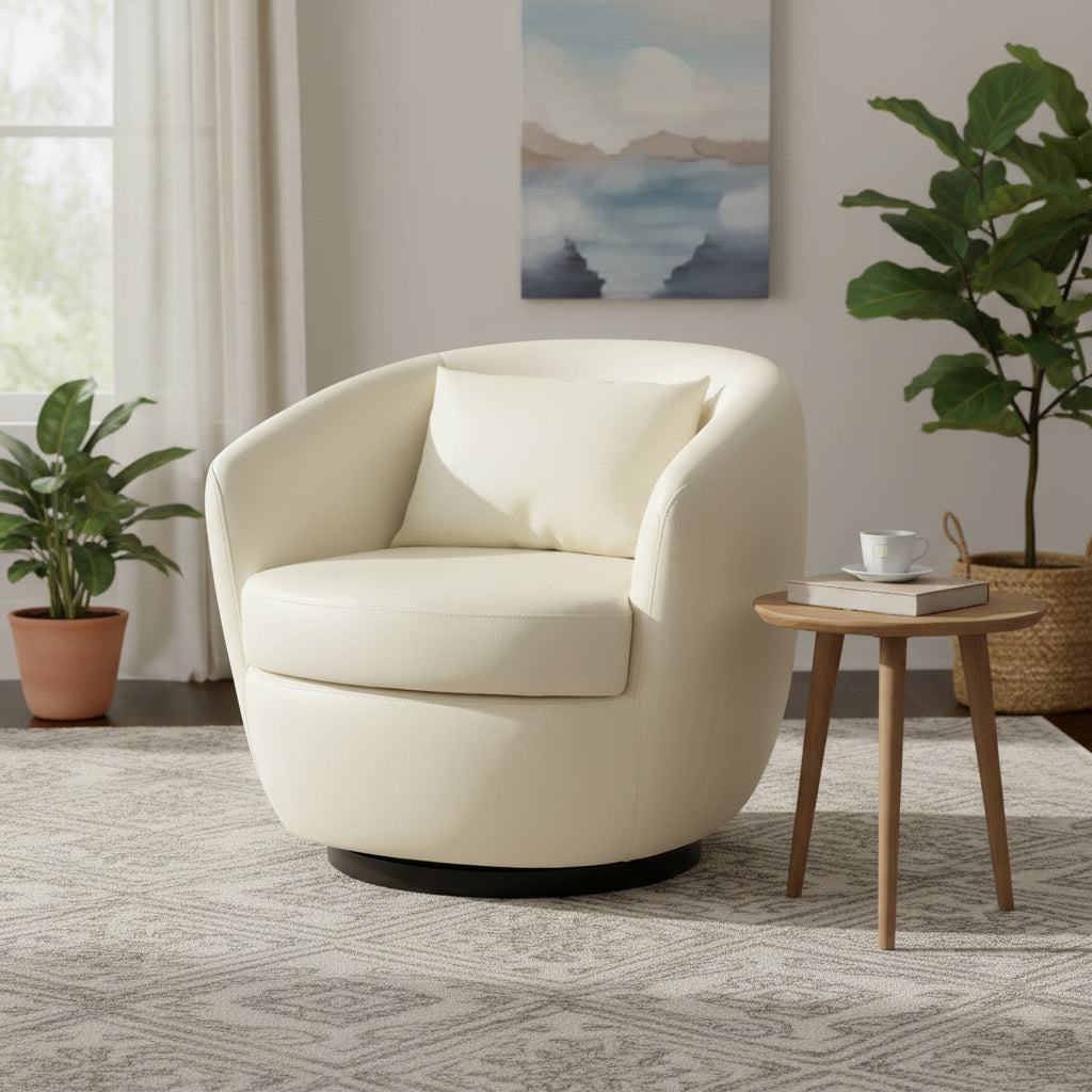 Fauteuil pivotant cylindrique moderne avec rangement