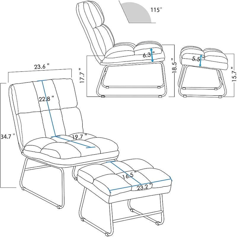 Fauteuil d'appoint avec pouf, canapé-lit, 4013