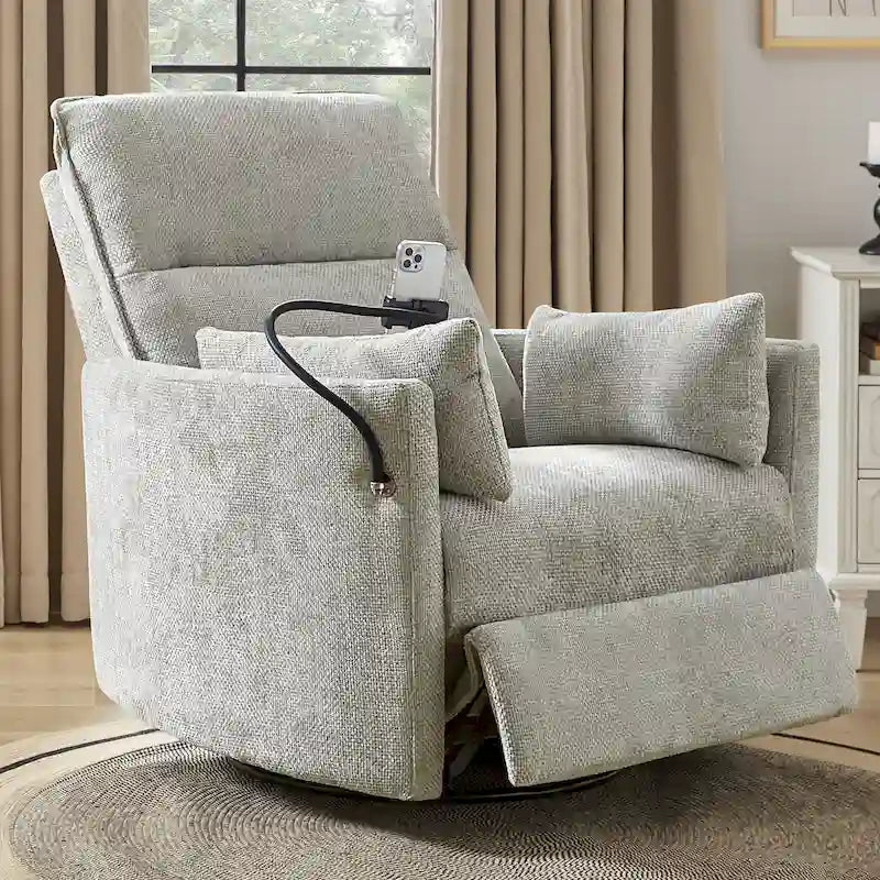 Fauteuil inclinable berçant pivotant 38 avec ports USB pour chambre de bébé