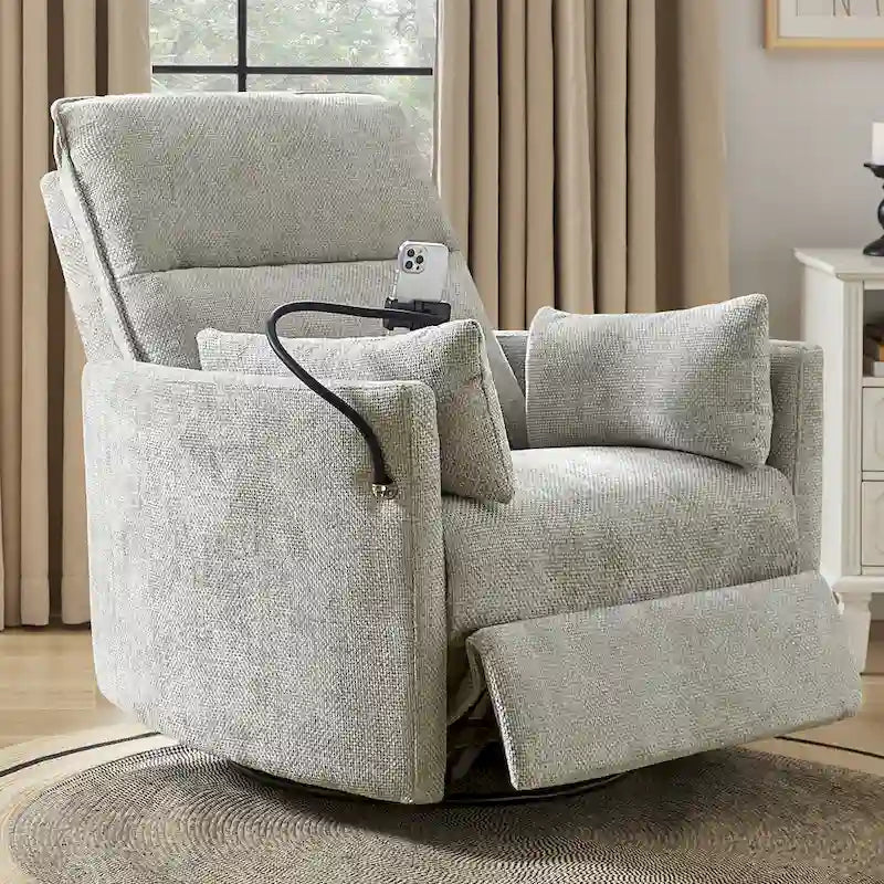 Fauteuil inclinable berçant pivotant 38 avec ports USB pour chambre de bébé