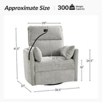 Fauteuil inclinable berçant pivotant 38 avec ports USB pour chambre de bébé
