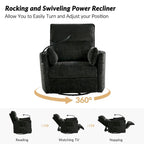 Fauteuil inclinable berçant pivotant 38 avec ports USB pour chambre de bébé