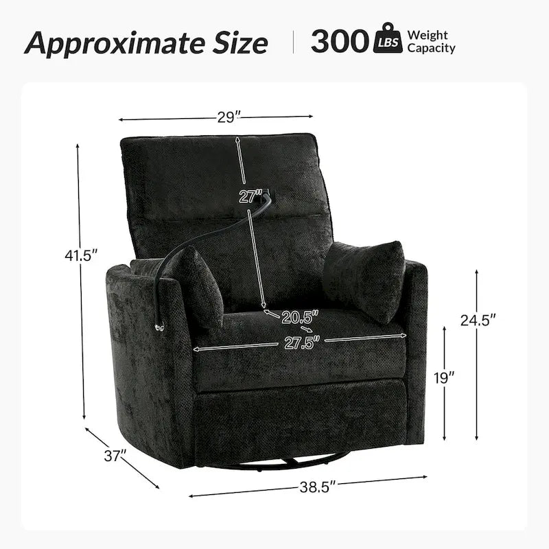 Fauteuil inclinable berçant pivotant 38 avec ports USB pour chambre de bébé