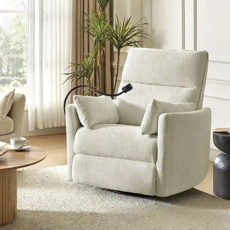 Fauteuil inclinable berçant pivotant 38 avec ports USB pour chambre de bébé