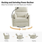 Fauteuil inclinable berçant pivotant 38 avec ports USB pour chambre de bébé