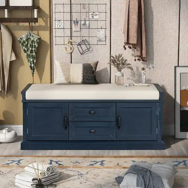Banc de rangement à chaussures avec coussin amovible pour le salon