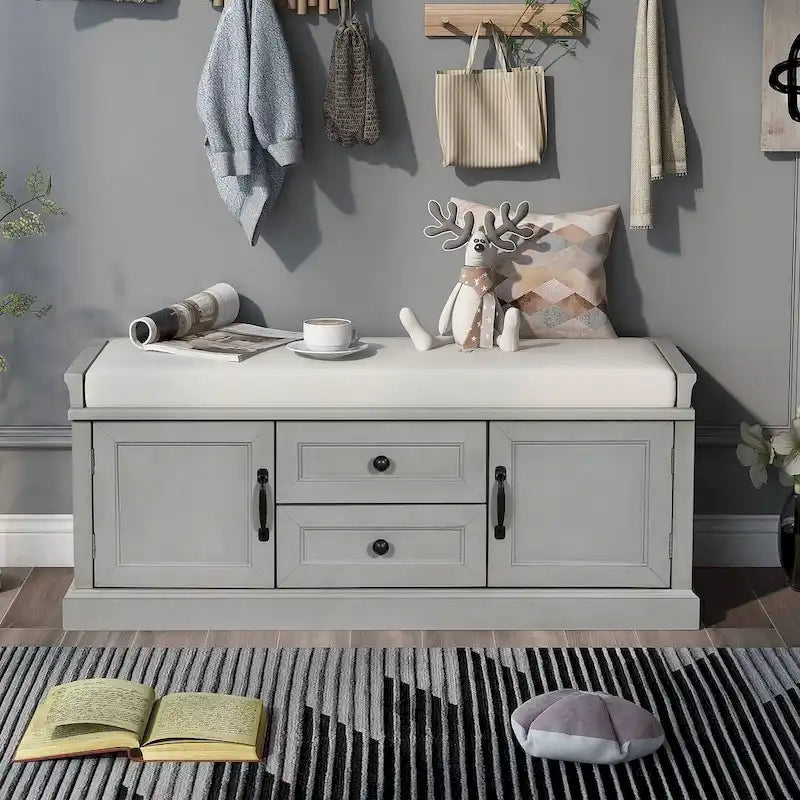 Banc de rangement à chaussures avec coussin amovible pour le salon