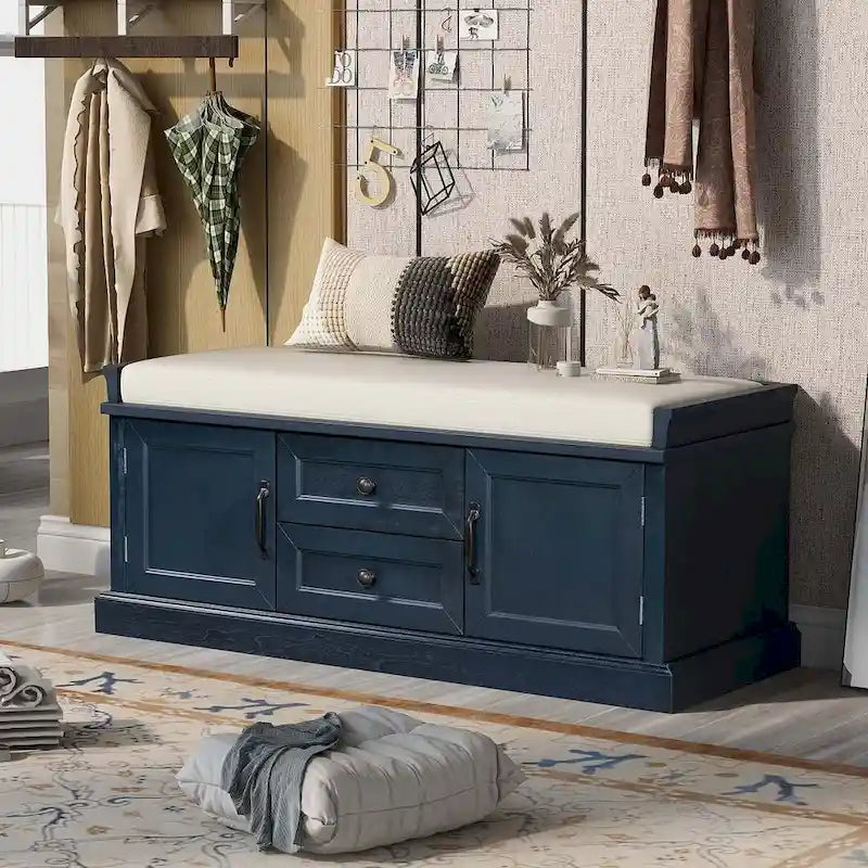 Banc de rangement à chaussures avec coussin amovible pour le salon