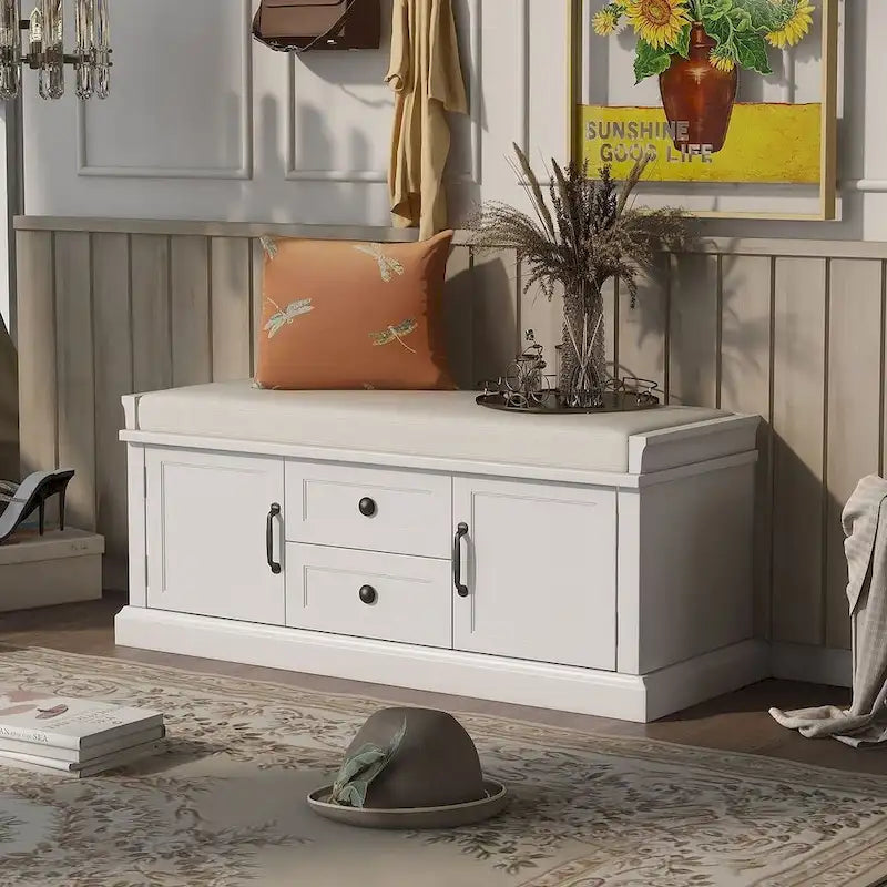 Banc de rangement à chaussures avec coussin amovible pour le salon