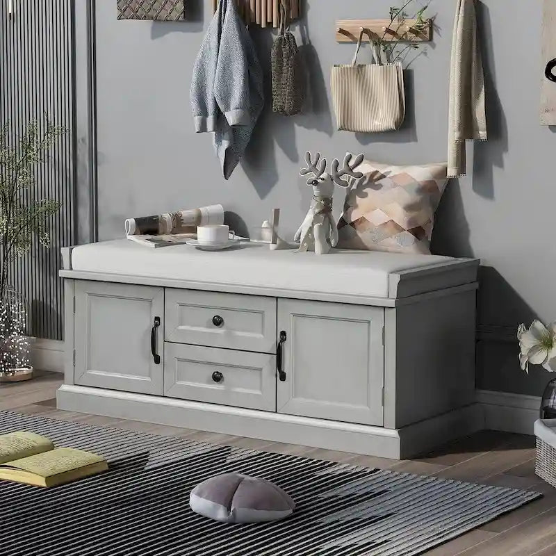 Banc de rangement à chaussures avec coussin amovible pour le salon