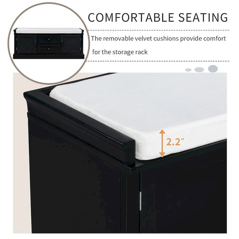 Banc de rangement à chaussures avec coussin amovible pour le salon