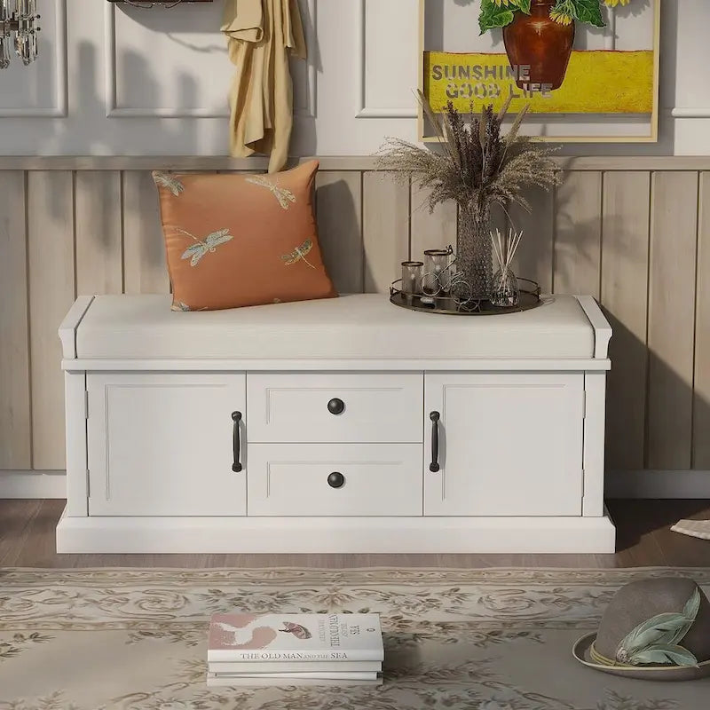 Banc de rangement à chaussures avec coussin amovible pour le salon