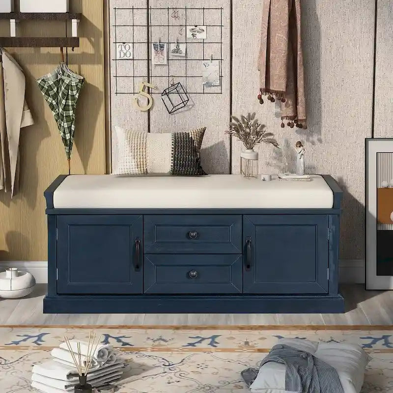 Banc de rangement à chaussures avec coussin amovible pour le salon