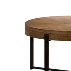 Table basse ronde en bois avec piètement en croix