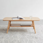 Table basse en bois massif avec étagère de rangement